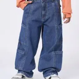 ed-a-mamma Boys Lightly Washed Relaxed Cargo Jeans-picture-28