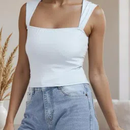 Shein Fitted Square Neck Sleeveless Short Tank Top image 1