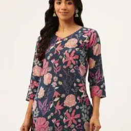 feranoid Women Floral Print Straight Short Kurti-picture-36