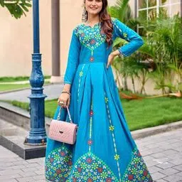 prem kumar Women Floral Print Round-Neck Anarkali Kurta -picture-40