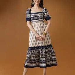 globus Women Square Neck Fit Flare Midi Dress-picture-25
