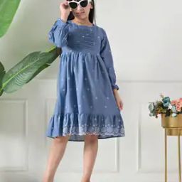 bella moda Girls Embroidered Fit & Flare Dress-picture-0