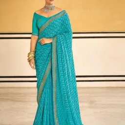 yf yipsy fashion Women Bandani Print Georgette Saree with Embroidery Border image 1