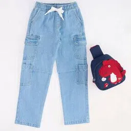 pantaloons junior Girls Cotton Baggy Jeans with Elasticated Drawstring Waist-picture-13