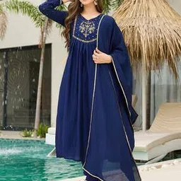 nyrika Women Embroidered A-Line Kurta Suit Set -picture-46