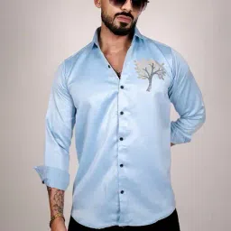 dmsf Men Embellished Regular Fit Shirt with Spread Collar image 1