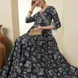 Women Floral Print Angrakha Kurta-image-28