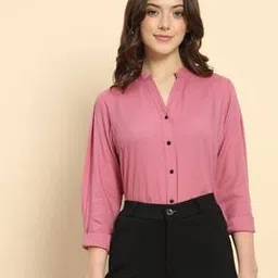 Women Mandarin-Neck Relaxed Fit Shirt-image-28