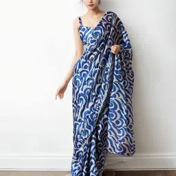 griva designer Women Printed Chinon Saree image 1