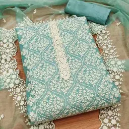 svaraa Women Embroidered Unstitched Dress Material image 1