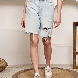 nobarr Women Distressed Bermuda Shorts image 1
