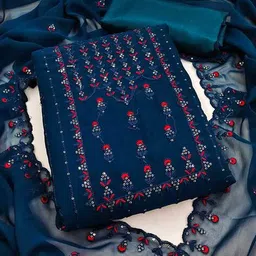 svaraa Women Embroidered Unstitched 3-Piece Dress Material image 1