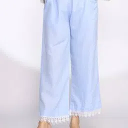 Women Lace Cotton Palazzos-image-6