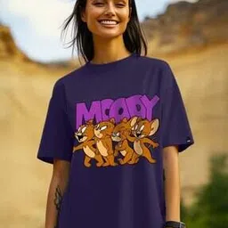 bewakoof Women's Tom & Jerry Moody Graphic Printed Oversized T-shirt-picture-11