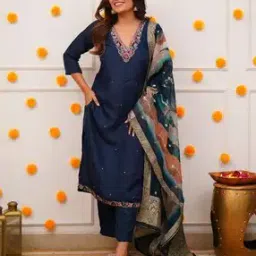 svaraa Women Embroidered Straight Kurta Suit Set-picture-15