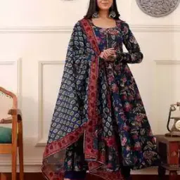 Women Floral Anarkali Kurta Set-image-72