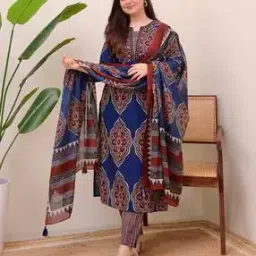 myrie Women Block Print Straight Kurta Suit Set-picture-27