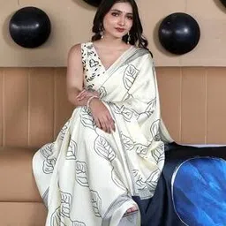 indie picks Heavy Silver Embroidery Work Jimmy Choo Silk Saree -picture-10