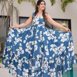 nyrika Women Floral Print Anarkali Gown Kurti image 1