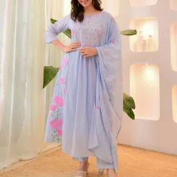 indie picks Embroidery Flared Kurta Set image 1