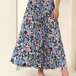 zwerlon x ag Women Floral Print Pleated A-Line Skirt-picture-36