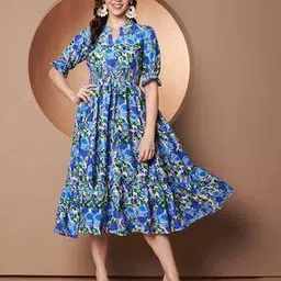 zwerlon x ag Women Floral Print Tiered Dress with Mandarin Collar-picture-33