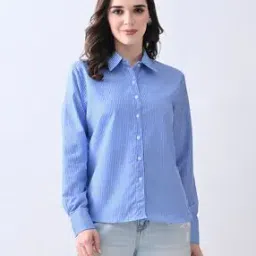 fuback x ag Women Striped Regular Fit Shirt with Spread Collar-picture-18
