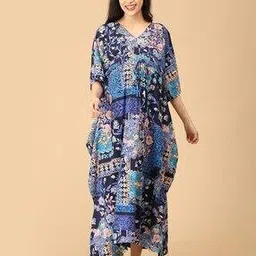 the mom store Women Floral Print Kaftan Nighti-picture-41