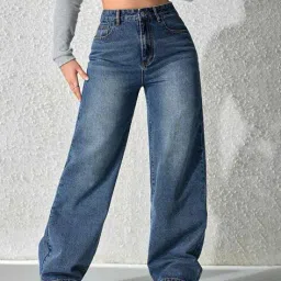 nucouths Women Heavily Washed Wide-Leg Jeans  image 1