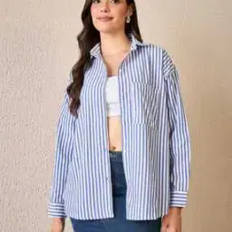 chimpaaanzee Women Striped Oversized Fit Shirt -picture-13