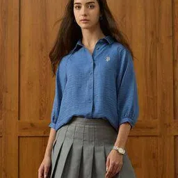 u.s. polo assn. Women Regular Fit Spread Collar Shirt-picture-22