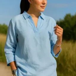 nyrika Women Straight Tunic with Spread Collar image 1