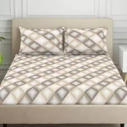 welspun 120 TC Geometric Print Double Bedsheet with Pillow Covers  image 1