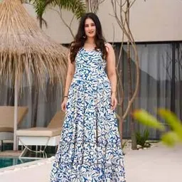 revangi Women Floral Print Gown Dress-picture-33