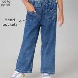 hopscotch Girls Relaxed Fit Jeans with Heart Patch Pockets-picture-10