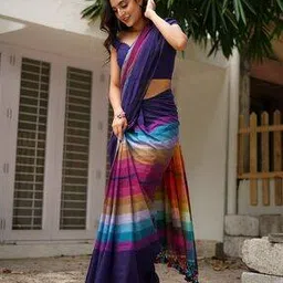 indie picks Pure Kalmakari Print Linen Cotton Saree-picture-15
