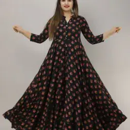 jaipurite Women Floral Print Gown Dress-picture-21