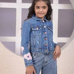 crimsoune club Girls Lightly Washed Cropped Denim Jacket-picture-37