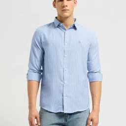 mischief monkey Men Striped Regular Fit Cotton Shirt image 1