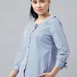 hancock Women Striped Regular Fit Shirt with Peter Pan Collar image 1