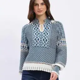 global republic Women Regular Fit Band-Collar Pullover-picture-12