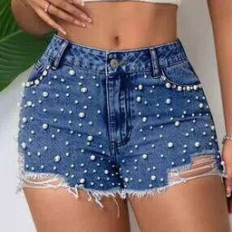 outzidr global Women Embellished Denim Shorts-picture-20