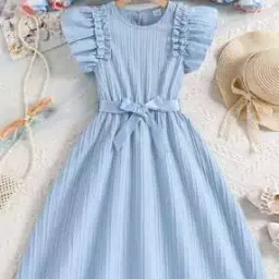 Girls Round-Neck Fit & Flare Dress-image-56