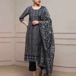 biba Women Embroidered 3-Piece Unstitched Dress Material image 1