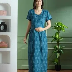nightspree Women Ikat Print Maternity Nightgown-picture-26