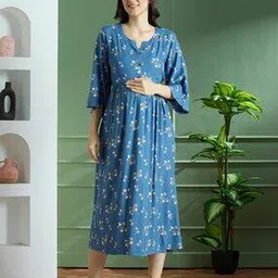 nightspree Women Floral Print Maternity Fit & Flare Dress-picture-12