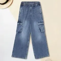 max Girls Washed Wide Leg Cargo Jeans-picture-13