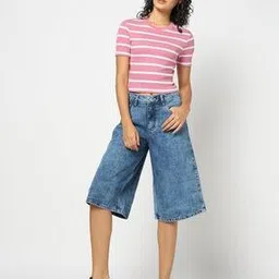 yousta Women Washed Relaxed Fit Denim Shorts-picture-37