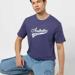 yousta Men Typographic Print Regular Fit Crew-Neck T-Shirt-picture-31