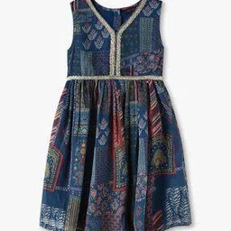 kg frendz Girls Patchwork Print Fit & Flare Dress-picture-48
